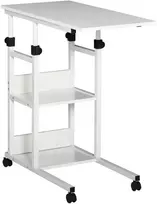 Aosom Šoninis staliukas, 80x40x72-82 cm, balta, metalinis rėmas