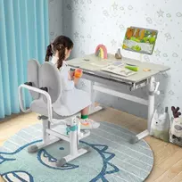 Promotions Vaikiškas rašomasis stalas, reguliuojamas ergonomiškas stalas su pakreipiamu stalviršiu ir stalčiumi, 51x73 cm, pilkas