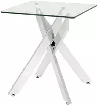 Promotions Šoninis staliukas, 50x50x57 cm, sidabrinis, grūdintas stiklas ir metalas