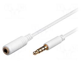 Cable | Jack 3,5mm 4pin plug,Jack 3.5mm 4pin socket | 5m | white