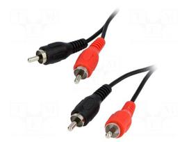 Cable | RCA plug x2,both sides | 1.5m | black