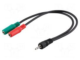 Cable | Jack 3,5mm 4pin plug,Jack 3.5mm 3pin socket x2 | 0.3m