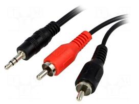 Cable | Jack 3.5mm plug,RCA plug x2 | 1.2m | black
