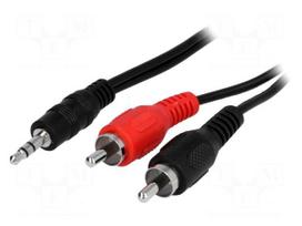 Cable | Jack 3.5mm plug,RCA plug x2 | 0.2m | black