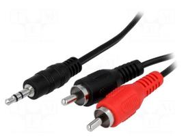 Cable | Jack 3.5mm plug,RCA plug x2 | 3m | black