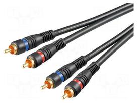 Cable | RCA plug x2,both sides | 5m | Plating: gold-plated | black