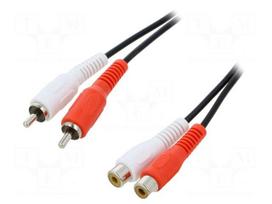 Cable | RCA socket x2,RCA plug x2 | 5m | black
