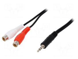 Cable | Jack 3.5mm plug,RCA socket x2 | 5m | black