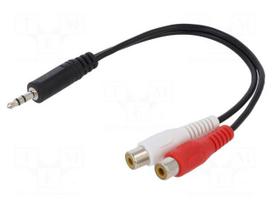 Cable | Jack 3.5mm plug,RCA socket x2 | 200mm | black