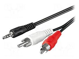 Cable | RCA plug x2,Jack 3.5mm 3pin plug | 0.5m | black
