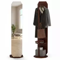 Promotions Pilno ilgio veidrodis-drabužių kabykla, 39.5x39.5x166.5 cm, natūralios spalvos, su daiktų laikymo vieta