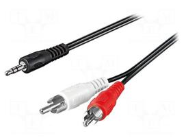 Cable | RCA plug x2,Jack 3.5mm 3pin plug | 0.5m | black