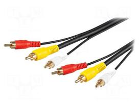 Cable | RCA plug x3,both sides | 1.5m | Plating: gold-plated
