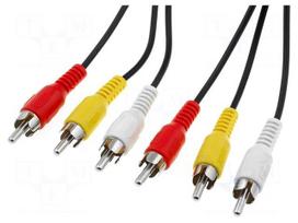 Cable | RCA plug x3,both sides | 5m | Plating: nickel plated