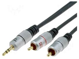 Cable | Jack 3.5mm plug,RCA plug x2 | 10m | black