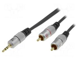 Cable | Jack 3.5mm plug,RCA plug x2 | 1.8m | black