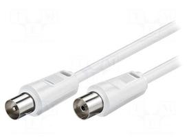 Cable | 75Ω | 7.5m | coaxial 9.5mm socket,coaxial 9.5mm plug | white