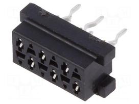 Micro-MaTch | socket | female | PIN: 6 | THT | on PCBs | Layout: 2x3