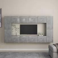 TV staliukas Televizoriaus spintelių komplektas, 8 dalių, betono pilkas, MDP