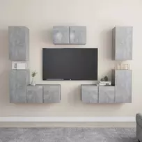 TV staliukas Televizoriaus spintelių komplektas, 7 dalių, betono pilkas, MDP
