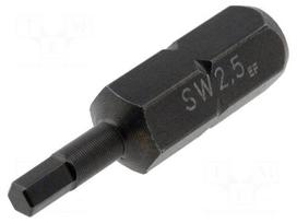 Screwdriver bit | Allen hex key | HEX 2,5mm | Overall len: 25mm