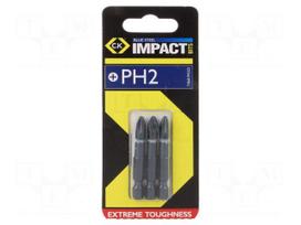 Screwdriver bit | Phillips | PH2 | Overall len: 50mm | 3pcs | Torsion