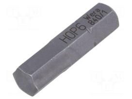 Screwdriver bit | Allen hex key | HEX 6mm | Overall len: 25mm