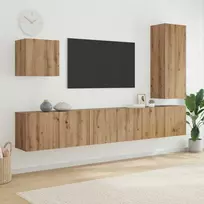 TV staliukas Televizoriaus sieninis modulis 5 pcs Amatininkų ąžuolas