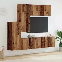 TV staliukas Televizoriaus sieninis modulis 5 pcs Senovinis medis