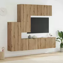 TV staliukas Televizoriaus sieninis modulis 5 pcs Amatininkų ąžuolas