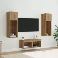 TV staliukas TV sieniniai spintelės 4 pcs Juodas ąžuolas Apdirbta mediena