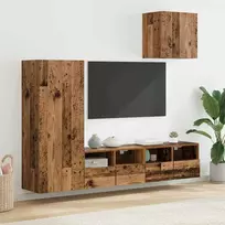 TV staliukas TV sieniniai vienetai 4 pcs Senovinis medis Apdirbta mediena