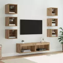 TV staliukas Televizoriaus spintelė 8 pcs Amatininkų ąžuolas Stiklas