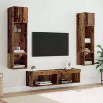TV staliukas Televizoriaus sieninis modulis 6 pcs Senovinis medis