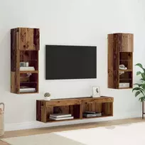 TV staliukas Televizoriaus sieninis modulis 6 pcs Senovinis medis