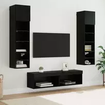 TV staliukas Televizoriaus sieninis modulis 6 pcs Juodas ąžuolas