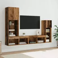 TV staliukas TV sieniniai vienetai 4 pcs Senas medis Apdirbta mediena