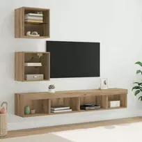 TV staliukas Televizorių sieniniai baldai su LED 5 vnt. 100 x 30 x 30 cm