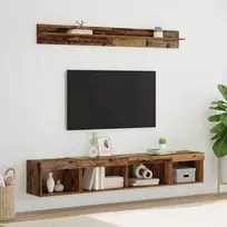 TV staliukas TV sieninio kabineto komplektas su LED 5 pcs Senas medis