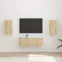 TV staliukas TV sieninio kabineto komplektas 4 pcs Sonoma ąžuolas
