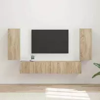 TV staliukas TV sieninio kabineto komplektas 4 pcs Sonoma ąžuolas