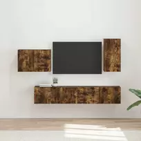 TV staliukas TV sieninio kabineto komplektas 4 pcs Rūkyta ąžuolas