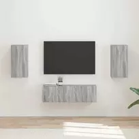 TV staliukas TV sieninio kabineto komplektas 4 pcs Pilkas Sonoma