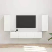 TV staliukas TV sieninio kabineto komplektas 4 pcs Aukštai blizganti balta
