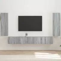 TV staliukas TV sieninio kabineto komplektas 4 pcs Pilkas Sonoma