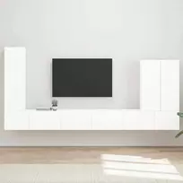 TV staliukas TV sieninio kabineto komplektas 6 pcs Aukštai blizganti balta