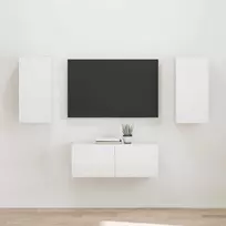 TV staliukas TV spintelių komplektas 2 pcs Aukštai blizganti balta