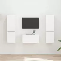 TV staliukas TV spintelių komplektas 5 pcs Aukštai blizganti balta