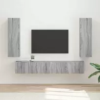 TV staliukas TV spintelių komplektas 3 pcs Pilkas Sonoma Apdirbta mediena