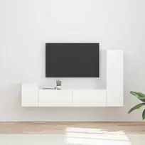 TV staliukas TV spintelių komplektas 4 pcs Aukštai blizganti balta